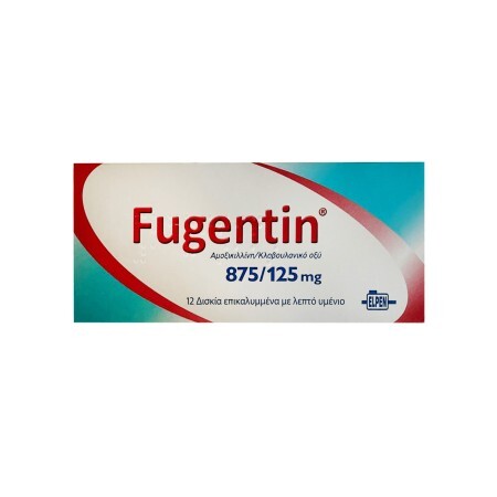 Fugentin 875 мг + 125 мг діюча речовина амоксицилін табл. №12
