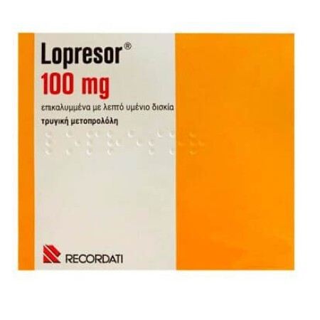Lopresor 100 мг діюча речовина метопролол табл. №20