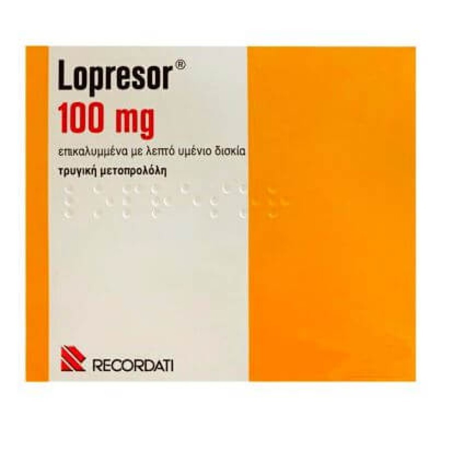 Lopresor 100 мг діюча речовина метопролол табл. №20: ціни та характеристики
