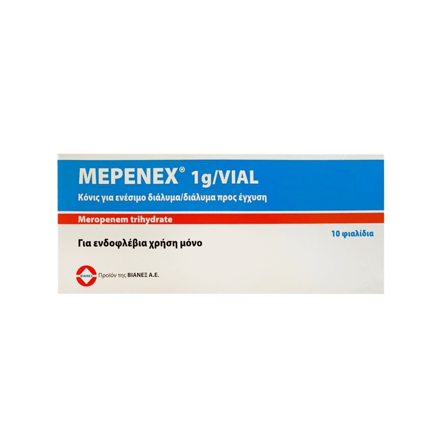 Mepenex 1 г діюча речовина меропенем порошок у флак. №10: ціни та характеристики