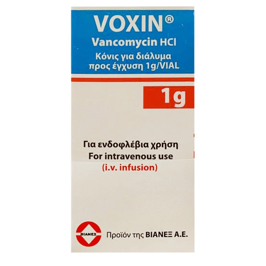 Voxin 1 г діюча речовина ванкоміцин №1: ціни та характеристики