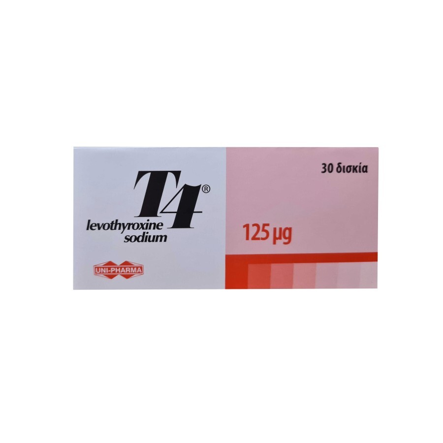 T4 левотироксин 125 мг 30 табл.: ціни та характеристики