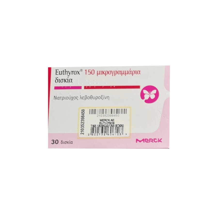 Euthyrox (Эутирокс) действ. вещество левотироксин 150 мг табл. №30: цены и характеристики