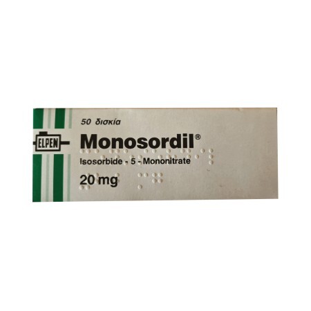Monosordil действ. вещество мононитрат 20 мг табл. №50