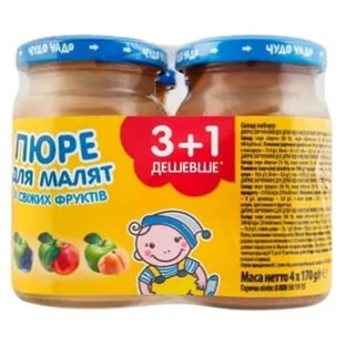Пюре Чудо-Чадо из свежих фруктов с 4-х месяцев 170 г 4 шт