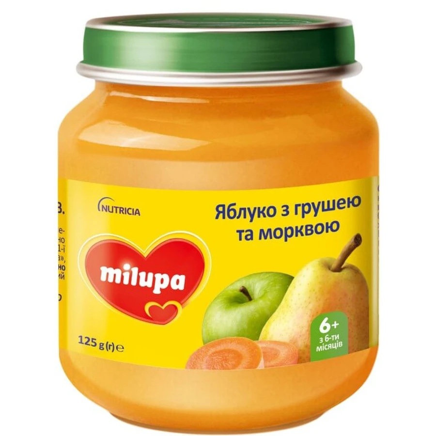 Фруктове пюре Milupa Яблуко-груша-морква з 6 місяців 125 г: ціни та характеристики