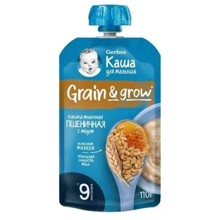 Молочна рідка дитяча каша Gerber Пшенична з медом з 9 місяців, 110 г