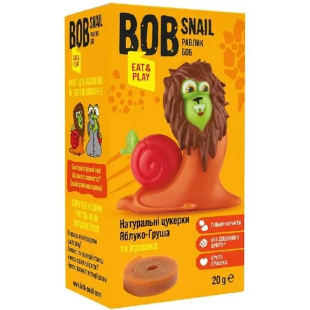 Цукерки дитячі натуральні Bob Snail Яблучно-грушеві 20 г + іграшка: ціни та характеристики