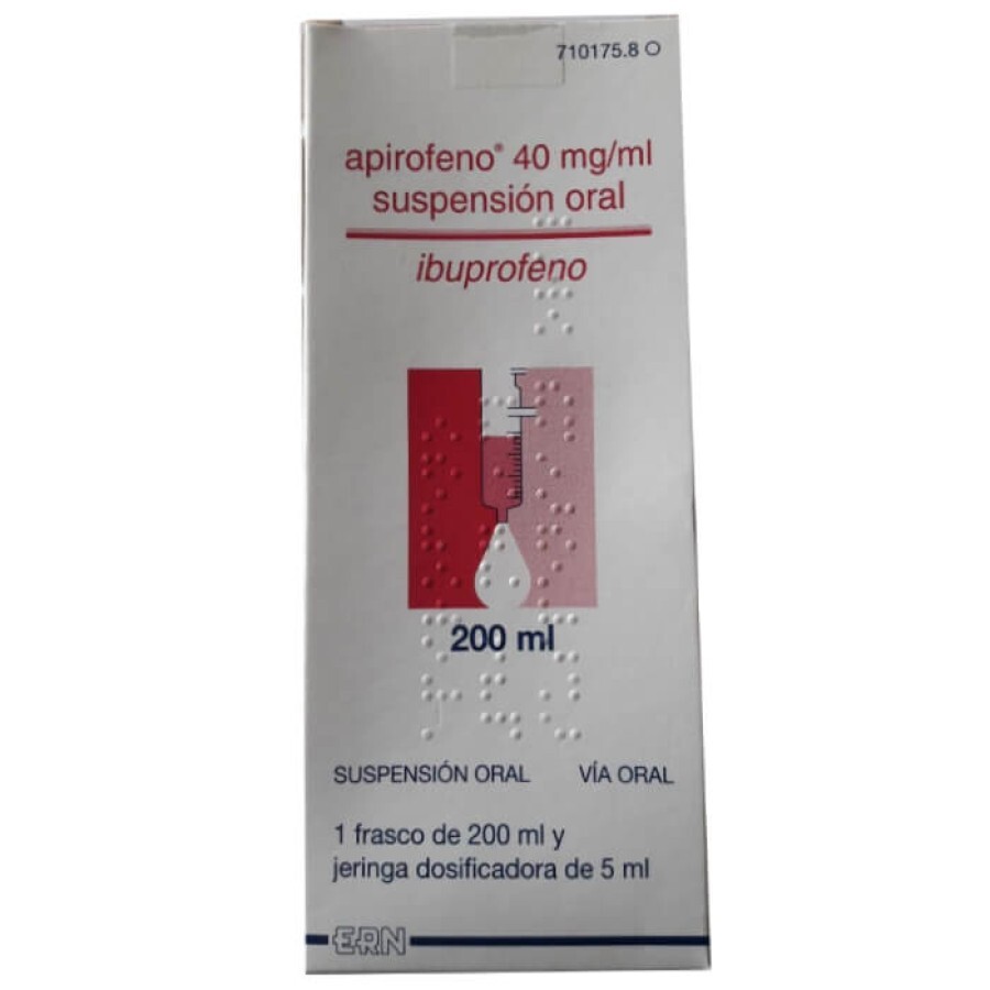 Apirofeno (действующее вещество ибупрофен) орал. сусп. 40 mg/ml 200 ml: цены и характеристики