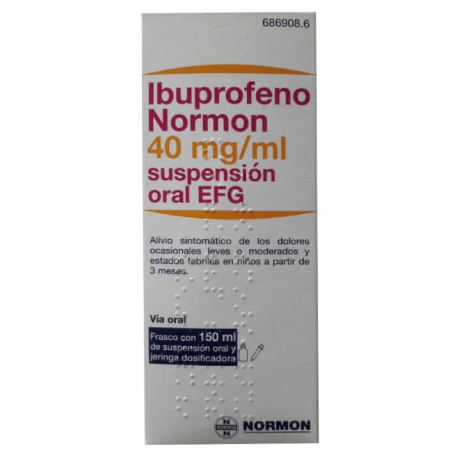 Ibuprofeno Normon (действующее вещество ибупрофен) орал. сусп. 40 mg/ml 150 ml: цены и характеристики