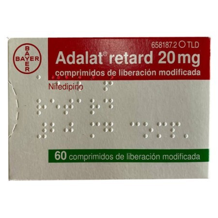 Adalat reterd (действующее вещество Нифедипин) табл. 20 mg №60