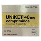 Uniket (действующее вещество Изосорбиду мононитрат) 40 mg табл. №40