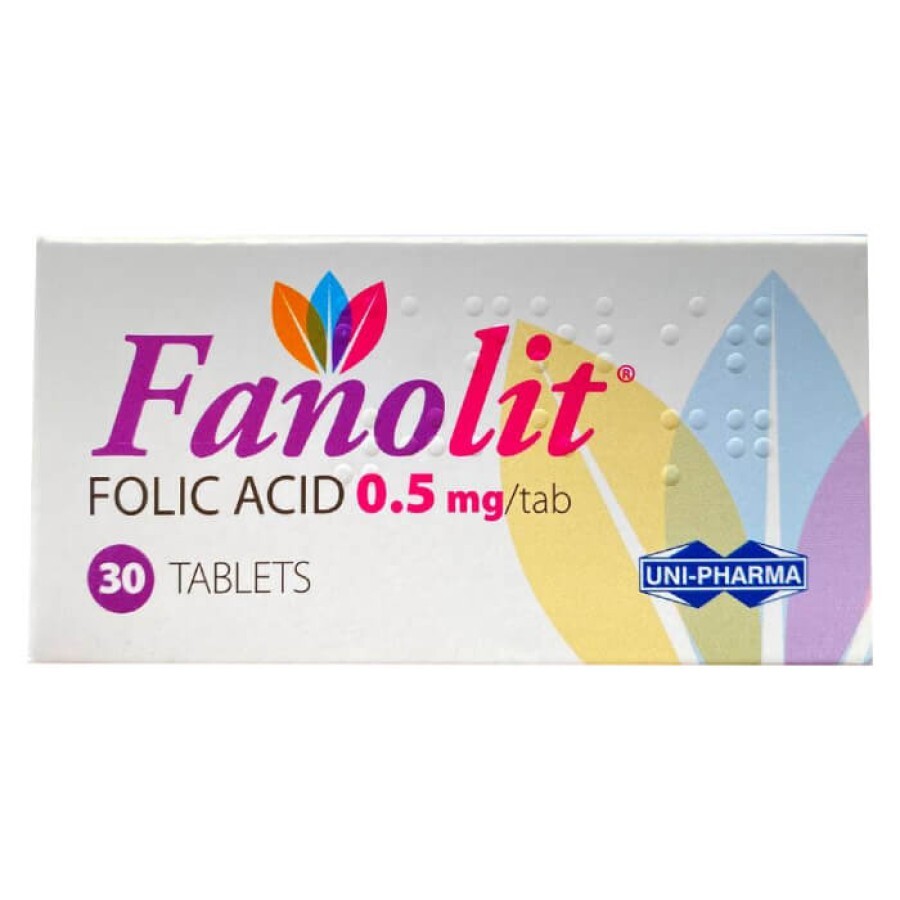 Fanolit (действующее вещество ФОЛИЕВАЯ КИСЛОТА) 0.5 mg/ tab табл. №30: цены и характеристики