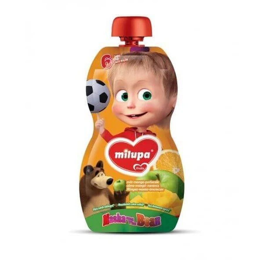 Фруктовое пюре Milupa Маша и Медведь Яблоко, Манго, Апельсин для детей с 6 месяцев, 100 г
: цены и характеристики