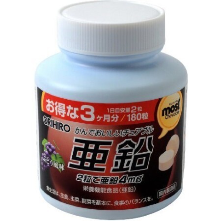 Вітаміни Orihiro Цинк 180 жувальних таблеток