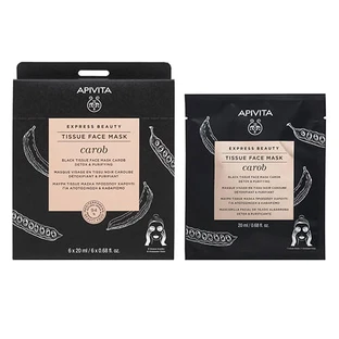 Тканинна маска Apivita Express Beauty Детокс та Очищення, чорна, з насінням ріжкового дерева, 20 мл 