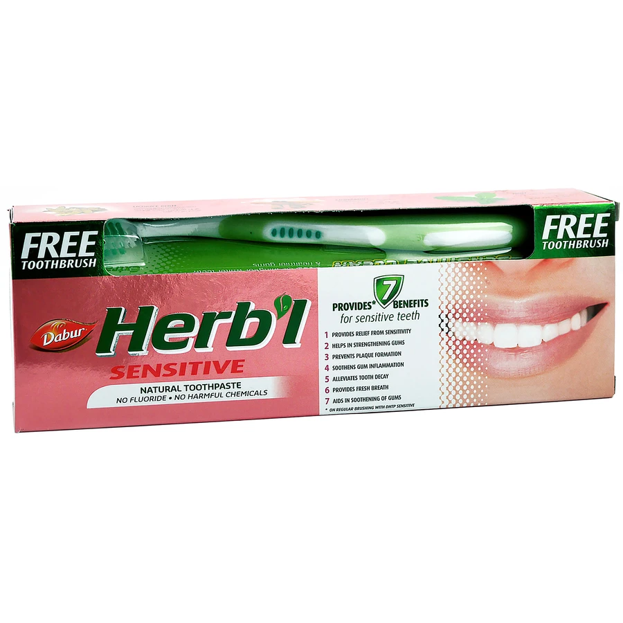 Зубная паста Dabur Herb'l Для чувствительных зубов 150 г + щетка: цены и характеристики