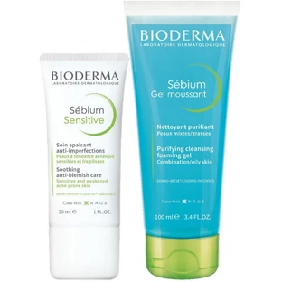 Набір Bioderma Флюїд Sebiom Sensitive 30 мл + Очисний гель Sebiom 100 мл