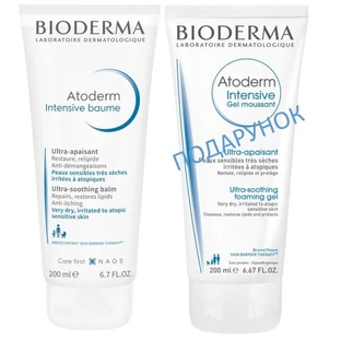 Набор Bioderma Атодерм Интенсив бальзам 200 мл + Атодерм Интенсив очищающий гель 200 мл
