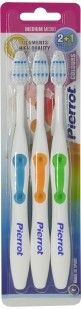 Набор зубных щеток Pierrot Ref.331 Колорс средняя Голубая + Салатовая + Фиолетовая 3 шт