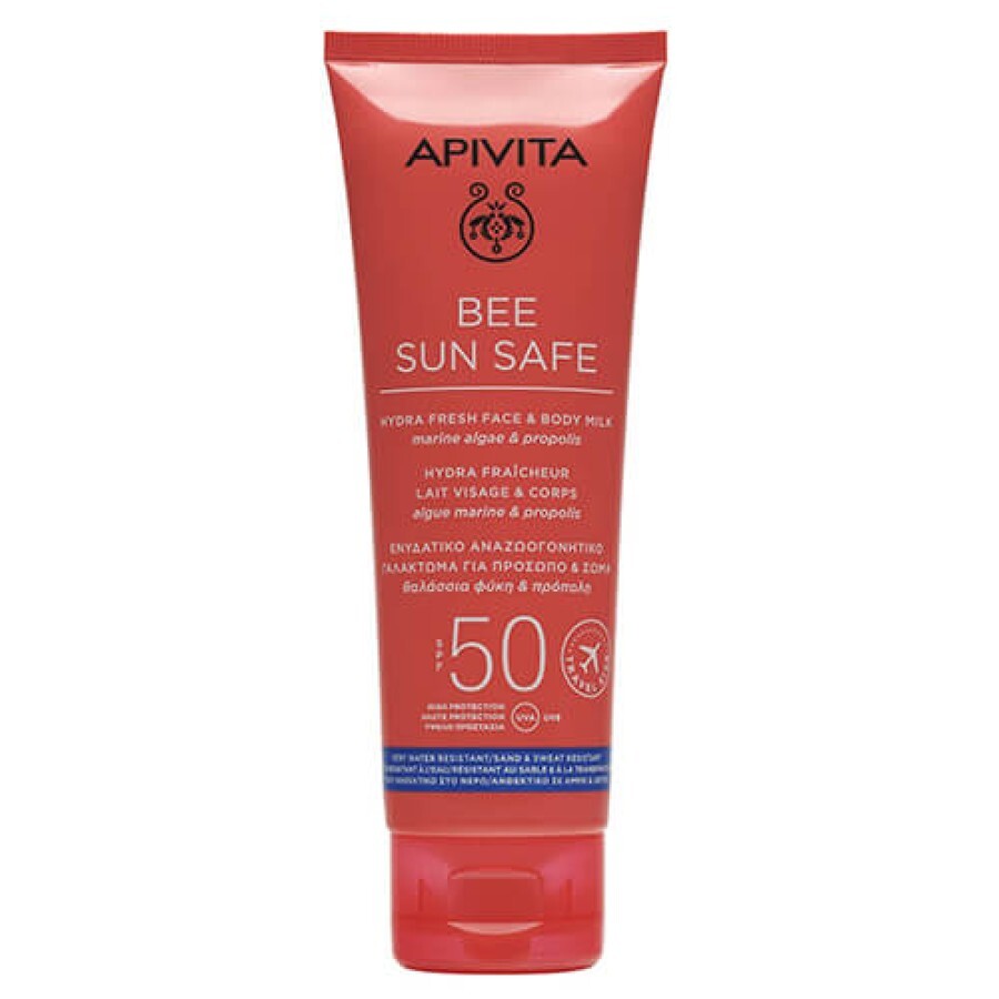 Сонцезахисне молочко для обличчя та тіла Apivita Bee Sun Safe SPF50, 100 мл: ціни та характеристики