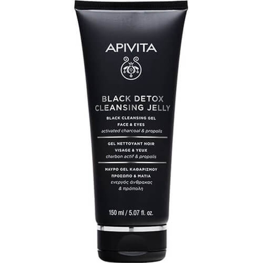 Чорний очисний гель Apivita Black Detox Cleansing Jelly для обличчя та очей, 150 мл: ціни та характеристики