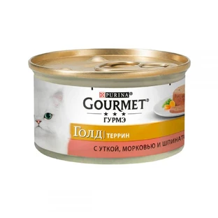 Консерви для котів Gourmet Gold Шматочки в паштеті Терин з качкою, морквою та шпинатом 85 г
