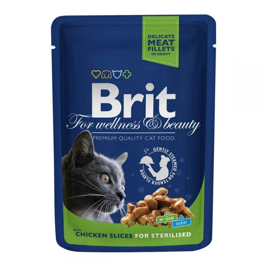UAnimals Консервы для стерилизованных кошек Brit Premium Cat Кусочки в соусе с курицей 100 г пауч: цены и характеристики