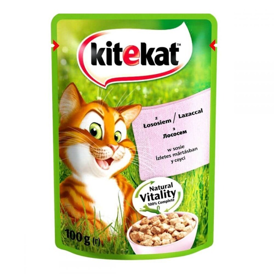 Консервы для кошек Kitekat Natural Vitality с лососем в соусе 100 г пауч: цены и характеристики