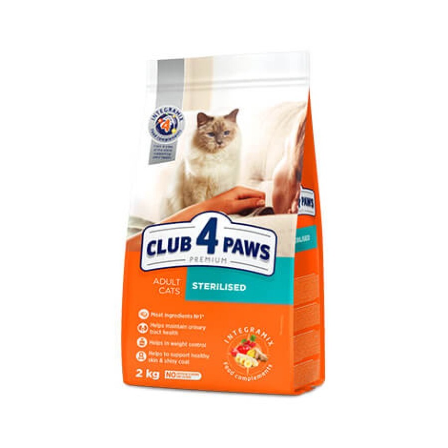 Сухий корм для стерилізованих кішок Club 4 Paws Premium Sterilised 2 кг: ціни та характеристики