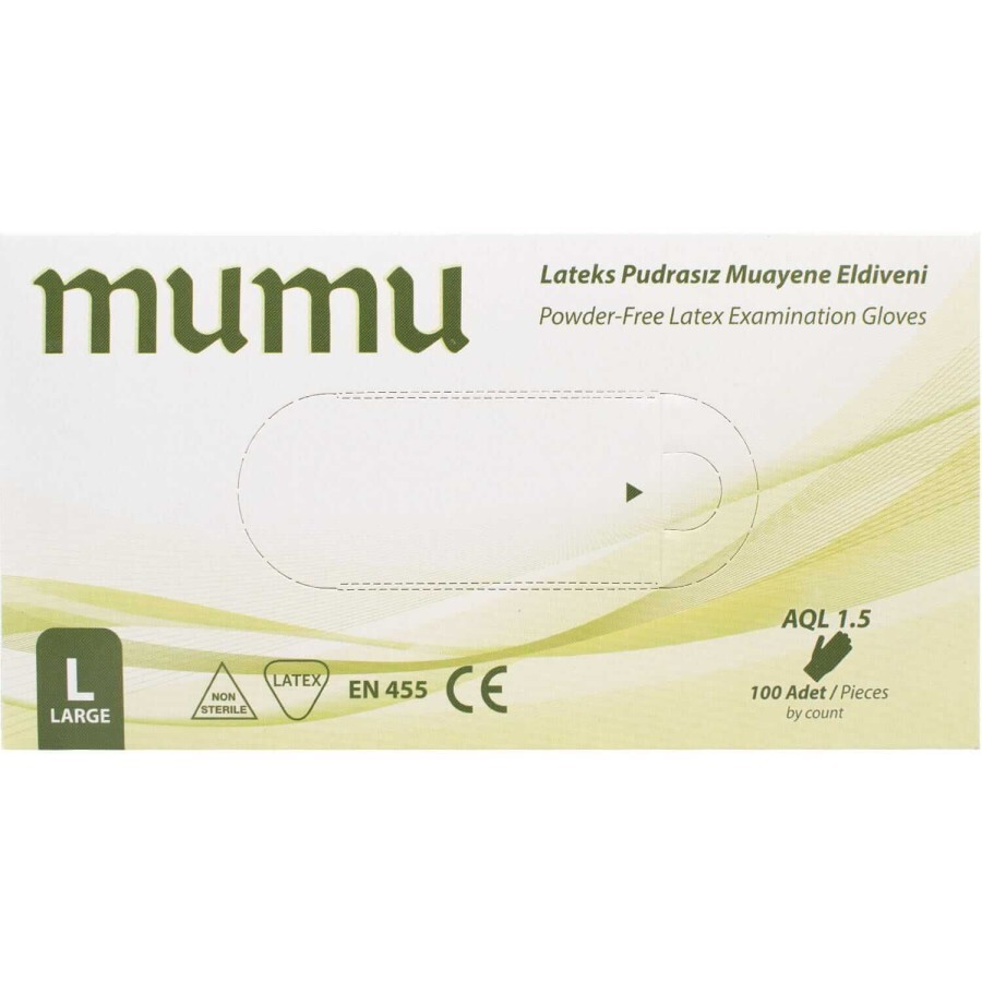 Рукавички Mumu латексні нестерильні оглядові неприпудрені, розмір L, №100: ціни та характеристики
