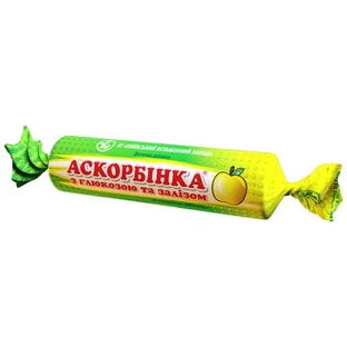 Аскорбінка з глюкозою та залізом зі смаком яблука таблетки №120