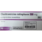 Кларитроміцин (Claritromicina ratiopharm) 500 мг № 16, діюча речовина: кларитроміцин