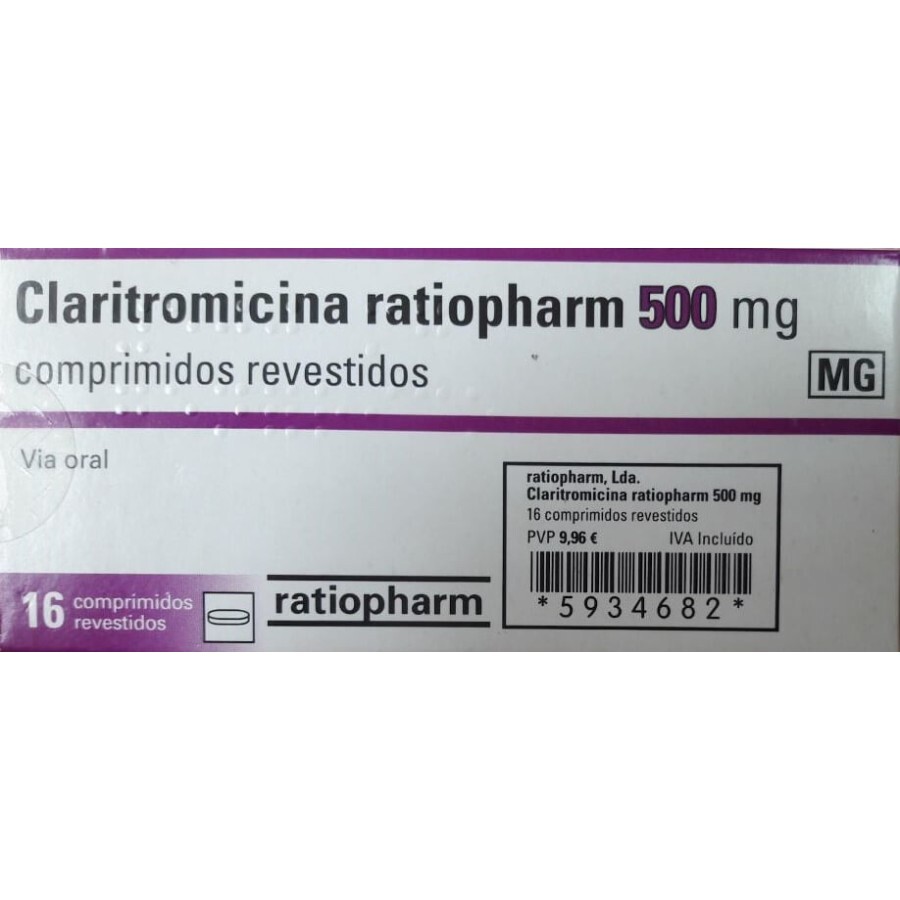 Кларитромицин (Claritromicina ratiopharm) 500 мг №16, действующее вещество: кларитромицин: цены и характеристики