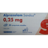 Алпразолам (Alprazolam) 0,25 мг таб №30 діюча речовина: Алпразола́м