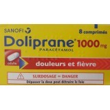 Долипран (Doliprane) 1000 мг №8 таблеток, действующее вещество: парацетамол