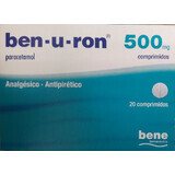 Бен-у-рон (ben-u-ron) 500 мг № 20 таблеток, діюча речовина: парацетамол