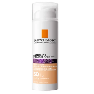 Солнцезащитное средство La Roche-Posay Anthelios Pigment Correct для ежедневного ухода за кожей лица, склонной к гиперпигментации, SPF50+, с тонирующим эффектом, 50 мл