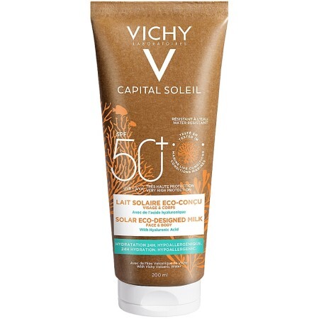 Сонцезахисне зволожуюче молочко Vichy Capital Soleil Solar Eco-Designed Milk для шкіри обличчя та тіла SPF 50+ 200 мл