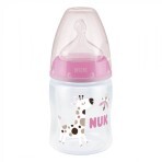 Пляшечка для годування Nuk First Choice Plus Жираф 150 мл Рожева: ціни та характеристики