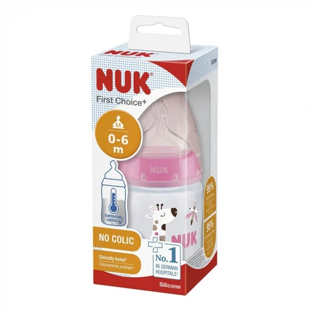 Пляшечка для годування Nuk First Choice Plus Жираф 150 мл Рожева: ціни та характеристики