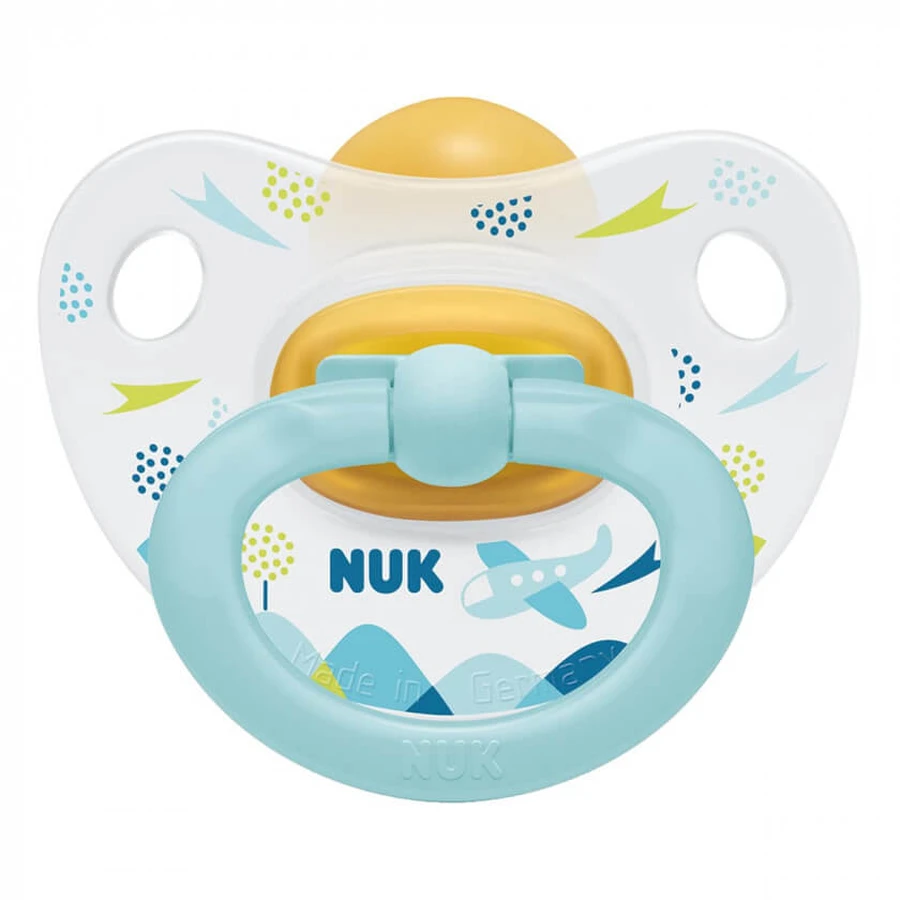 Пустушка Nuk Happy Kids Літак 6-18 міс. Блакитна: ціни та характеристики