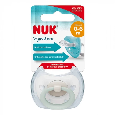 Пустушка Nuk Signature силік, 0-6 міс. Біла: ціни та характеристики