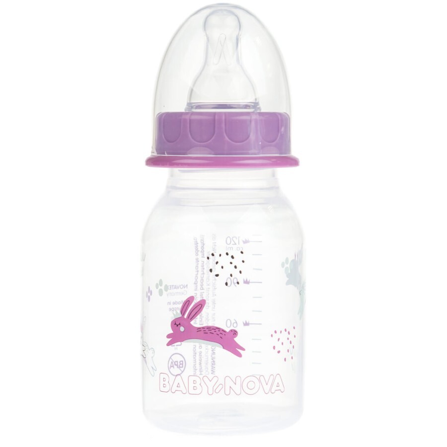 Бутылочка для кормления Baby-Nova Декор 120 мл Розовый: цены и характеристики