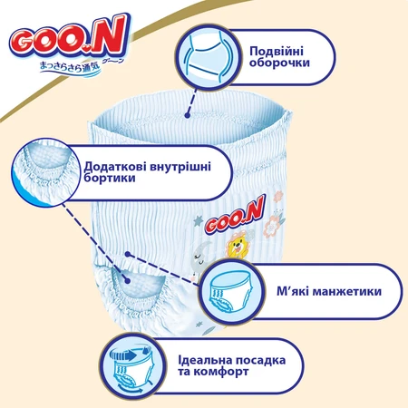 Подгузники-трусики GOO.N Premium Soft 9-14 кг размер L унисекс 44 шт: цены и характеристики