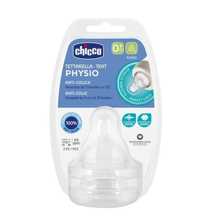 Соска Chicco Силіконова Physio повільний потік 0+ міс. 2 шт: ціни та характеристики