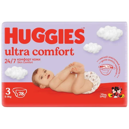 Подгузники Huggies Ultra Comfort 3 (5-9 кг) Mega 78 шт: цены и характеристики