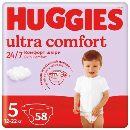 Підгузки Huggies Ultra Comfort 5 (12-22 кг) Mega 58 шт: ціни та характеристики