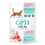 Вологий корм для кішок Optimeal з чутливим травленням з ягням та філе індички в соусі 85 г: ціни та характеристики