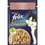 Вологий корм для кішок Purina Felix Sensations Sauces з лососем у соусі зі смаком креветок 85 г: ціни та характеристики